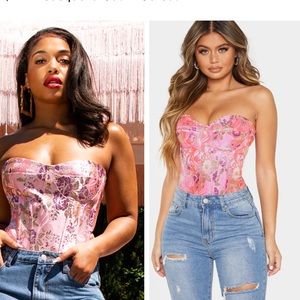 Pink Jacquard Satin Corset